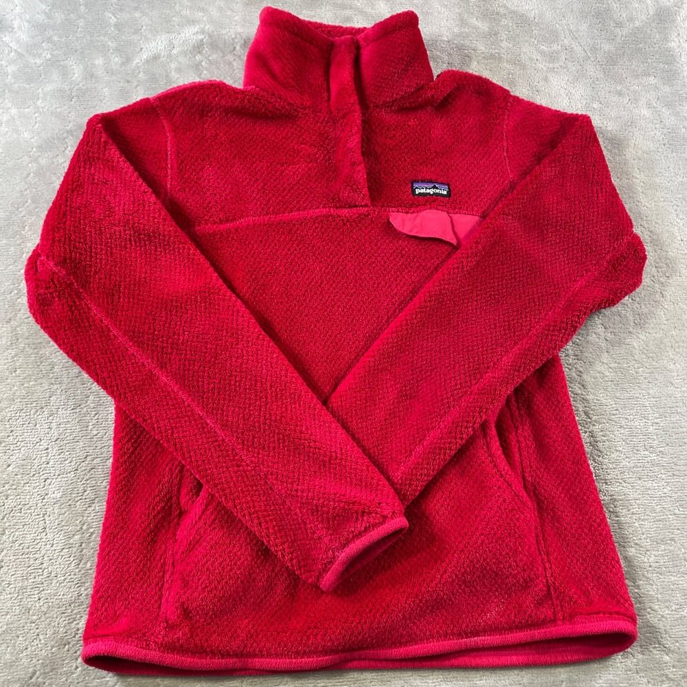 Patagonia Re Tool Snap T Pullover Womens Small Red  Fleece Fall School Preppy